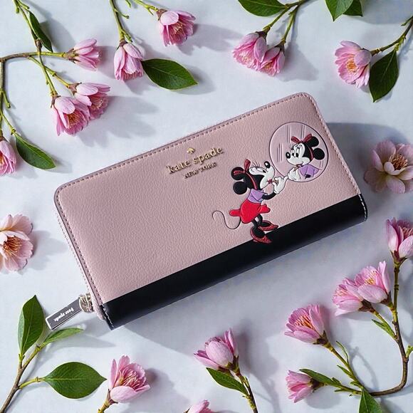 Kate Spade x Disney Minnie Mouse Large Continental Zip Around Leather Wallet - Picture 1 of 13
